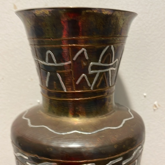 1940’s Rare Egyptian Silver Overlay Copper Vase 🏺 - Picture 4 of 10